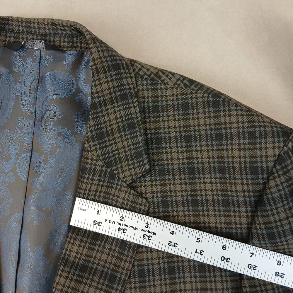 Haggar‎ XL Mens Blazer Jacket Brown Plaid 46R Modern